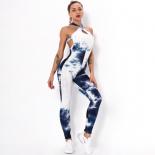 Seamless Tiedyed Jacquard Bubble Yoga Pants Ink Painting Slim Fit Peach Hip Raise Strap Jumpsuit Workout Gym Leggings Fo