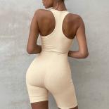 Backless Yoga Jumpsuits Sports Fitness High Waist Hip Liting Waist Shaping Trainning Workout Clothes Gym Shorts Set For 