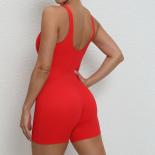 Seamless Yoga Jumpsuits Sports Fitness Hip Lifting V Neck Tight One Piece Dance Beauty Back Tracksuits Gym Shorts Sets F