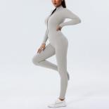 Dance Bodybuilding Workout Gym Clothes  Yoga Set Fitness Sports Jumpsuit  Zipper  