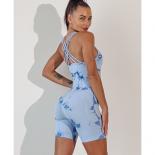 Seamless Tie Dyed Yoga Jumpsuits Sports Fitness Hip Lifting One Piece Beauty Back Bodysuits Gym Shorts Tracksuits For Wo