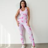 Seamless Tie Dyed Yoga Jumpsuits Sports Fitness Hip Lifting One Piece Beauty Back Bodysuits Gym Leggjngs Tracksuits For 