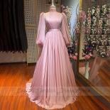 Elegant Pink Muslim Evening Dresses Women 2022 Chiffon Floor Length High Neck Women's Evening Dress Full Sleeves فست