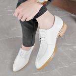 Zapatos blancos pequeños de cuero de gama alta para hombre, atuendo de negocios con punta blanca, zapatos de cuero para hombre, 