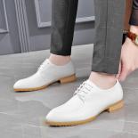 Small White Shoes Men's High End Leather White Pointed Business Attire Men Leather Shoes Wedding And Groom's Shoes Summe