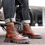 Martin botas masculinas de couro genuíno estilo britânico premium fundo grosso outono respirável alta superior da motocicleta cu