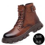 Martin Boots Men's Genuine Leather British Style Premium Thick Bottom  Men's Autumn Breathable High Top Motorcycle Short