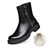 Chelsea Boots Men's Low Top Wool Plush Work Wear Boots Thick Sole Soft Leather Genuine Leather Vintage Martin Boots Styl