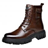 Soft Leather Martin Boots For Mens Style Retro High Top Motorcycle Riding Leather Boots Mid Length Genuine Leather  Work