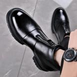מגפי צ'לסי גברים אצבעוני אמיתי עור נמוך עור רך נעלי עבודה בסגנון עסקי עם קטיפה מרטין elev