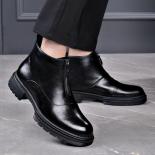 Chelsea botas masculinas de couro genuíno, cano baixo, couro macio, estilo empresarial, sapatos de trabalho com veludo martin el