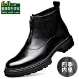 Chelsea Boots Men's Genuine Thimble Leather Low Top Soft Leather Business Style  Work Wear Shoes With Velvet Martin Elev