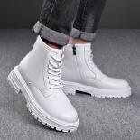 Martin Boots Men's Soft Leather Winter British Style White Genuine Leather Outdoor Cotton With Plush High End Work For  