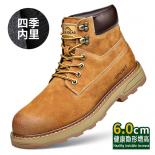 Martin Boots Men's Winter  Suede Genuine Leather Outdoor Cotton  Wool Plush Work Wear Short Yellow Cowboy Shoes Men