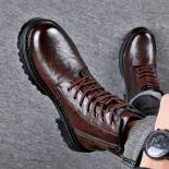 Martin botas masculinas de couro macio sola grossa couro genuíno estilo britânico pelúcia curto high end trabalho ao ar livre co