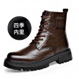 Martin Boots Men's Soft Leather Thick Sole Genuine Leather British Style Plush Short  High End Outdoor Work With Feel