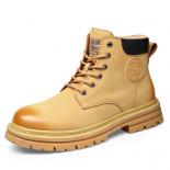 Yellow Boots Autumn Genuine Leather Martin Boots Retro Work Attire Shoes Outdoor High Top Desert Boots English Style Thi