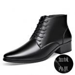 Martin Boots Men's Winter Pointed Mid High Top British Style Genuine Leather Inner Heightening Chelsea Boots Short Style