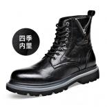 Martin Boots Men's Winter  High Top Leather Outdoor Cotton With Plush Thick Bottom Work Wear Soft Leather Boots For Men