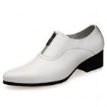 Zapatos de cuero pequeños puntiagudos para hombres con atuendo de negocios, zapatos blancos pequeños británicos con aumento de a