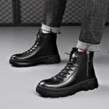 Botas Martin para hombre, botas altas de invierno con aislamiento de felpa y botas de trabajo de cuero medio suaves aumentadas p