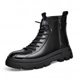 Botas Martin para hombre, botas altas de invierno con aislamiento de felpa y botas de trabajo de cuero medio suaves aumentadas p