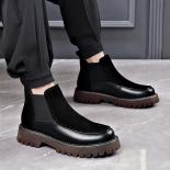 Botas Martin de invierno para hombre estilo inglés longitud media botas altas para exteriores ropa de trabajo de felpa cuero con
