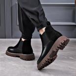 Botas Martin de invierno para hombre estilo inglés longitud media botas altas para exteriores ropa de trabajo de felpa cuero con