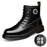 Martin Boots Men's Soft Leather Thick Sole Genuine Leather Plush Short  Work Attire Boots With Cow Tendon Soles High End