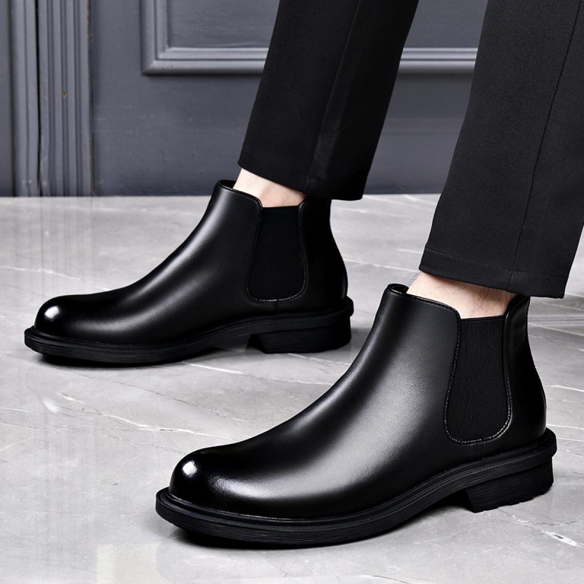 Chelsea Boots Mens Leather Soft Leather High End Short Boots With Plush Thick Soles And Low Top Sleeves Martin British S