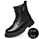 Martin Boots Men's Soft Leather Winter British Style High Top Leather Outdoor Cotton With Plush Work Clothes Low Top Cow