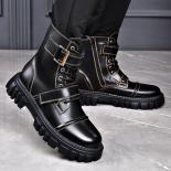 Botas Martin de invierno de cuero genuino para hombre, botas altas de estilo británico con felpa, bota para Ropa de Trabajo de a