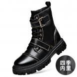 Winter Martin Boots Men's Genuine Leather High Top British Style Leather With Plush Medium Top High Grade Work Wear Boot