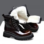 Martin Boots Mens Genuine Leather Shiny Soft Leather Thick Sole English Style Low Top Short Retro Plush Wool Elevated Wo