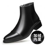 Pointed Leather Shoes Men's Increase Chelsea Boots Genuine Leather Winter Short Boots Business Style Martin Boots Leathe