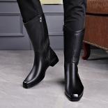 Long Boots Men's Leather Dermis High Plush Riding Denim Boots High Top Zipper Riding Martin Boots 2023 New Model Ankle I