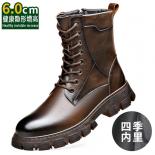 Outdoor Martin Boots Men's Genuine Leather Plush Soft Leather Headcoat Cowhide  Retro Motorcycle Rider High Top Work