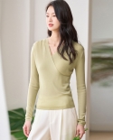 23 New Tencel Skin-friendly, Cool, Stretchy Cross V-neck Slimming And Body-shaping Sunscreen Breathable Sweater 13962