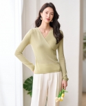 23 New Tencel Skin-friendly, Cool, Stretchy Cross V-neck Slimming And Body-shaping Sunscreen Breathable Sweater 13962