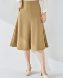 23 Autumn New Style Elegant Slimming Simple Professional High Waist Mid-length Hip-covering Fishtail A-line Skirt 12232