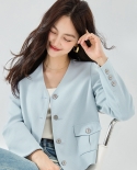 23 Autumn Fashion Simple Box Small*fragrant Style Short Jacket V-neck Slimming Versatile Jacket For Small People 15383
