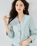 23 Autumn Fashion Simple Box Small*fragrant Style Short Jacket V-neck Slimming Versatile Jacket For Small People 15383