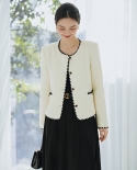 Xiao* Fragrance Style Jacket For Women 23 Autumn New Black And White Contrast Embroidered Hepburn Style Wool Suit Jacket