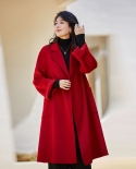 Shenghong 23 Otoño e Invierno nuevo M abrigo de Cachemira de lana ondulada de agua de doble cara hecho a mano para mujer versión