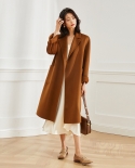 Shenghong 23 Autumn And Winter New M Home Handmade Double-sided Water Ripple Wool Cashmere Coat For Women Asian Version 