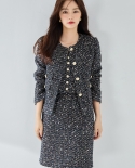 23 Autumn And Winter New Tweed Temperament Light Luxury Small * Fragrant Three-piece Suit Skirt 22062 Vest 22063 Short S