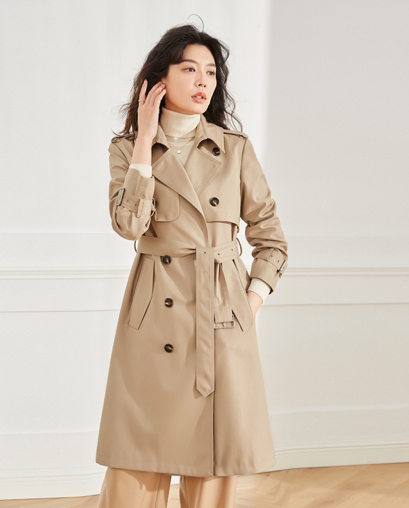Shenghong 23 otoño nuevo estilo Retro británico recto suelto temperamento Casual chaqueta cortavientos de longitud media para mu