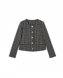 23 Autumn Modern Black And White Acetate Plaid Small * Fragrance Style Jacket Design Commuting Short Coat For Women 1541