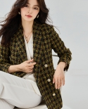 Shenghong 23 New Autumn Green Fruit Collar Tweed Plaid Bright Color Commuting Small Suit Temperament Jacket Top Women 12