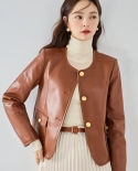 23 Autumn New Style French Temperament Slimming Design Commuting Small* Fragrance Loose Jacket Leather Jacket For Women 